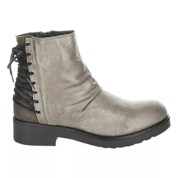 FLY LONDON-Bust-Grey/Ground Leather Ankle Boots-Side Zip-Corset Back-Sz 36-6-NEW - Picture 2 of 7